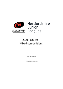 2021 Fixtures – Mixed Competitions
