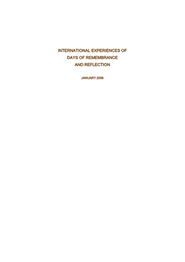 International Experiences of Days of Remembrance and Reflection