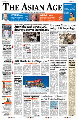 Haryana, Maha to Vote Today; BJP Hopes High Army Hits Back Across Loc, Destroys 4 Terror Launchpads