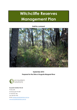 Witchcliffe Reserves Management Plan
