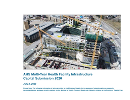 AHS Multi-Year Health Facility Infrastructure Capital Submission 2020