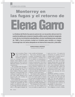 Monterrey En Las Fugas Y El Retorno De Elena Garro La Sultana Del Norte