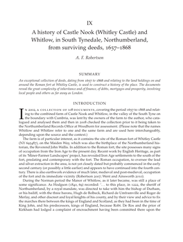 (Whitley Castle) and Whitlow, in South Tynedale, Northumberland, from Surviving Deeds, 1657–1868