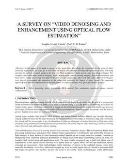 A Survey on “Video Denoising and Enhancement Using Optical Flow Estimation”