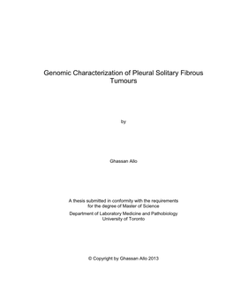 Genomic Characterization of Pleural Solitary Fibrous Tumours