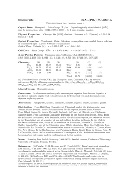 Svanbergite Sral3(PO4)(SO4)(OH)6 C 2001-2005 Mineral Data Publishing, Version 1