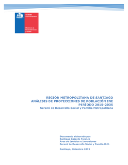 Región Metropolitana De Santiago Indicadores