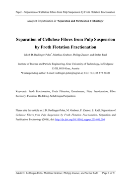 Separation of Cellulose Fibres from Pulp Suspension by Froth Flotation Fractionation