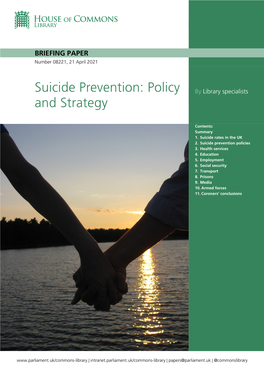 Suicide Prevention: Policy and Strategy