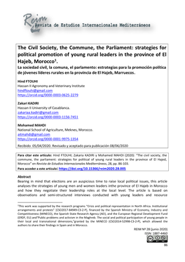 Strategies for Political Promotion of Young Rural Leaders in the Province of El Hajeb, Morocco1