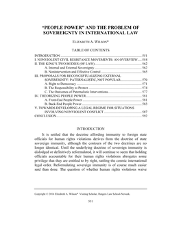 Â•Œpeople Powerâ•Š and the Problem of Sovereignty in International