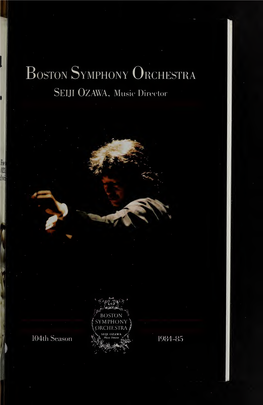 Boston Symphony Orchestra Concert Programs, Season 104, 1984