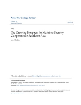 The Growing Prospects for Maritime Security Cooperationin Southeast Asia