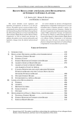 417 Recent Regulatory and Legislative