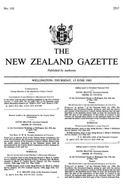 NEW ZEALAND GAZETTE Published by Authority