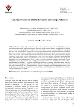 Genetic Diversity of Natural Cyclamen Alpinum Populations