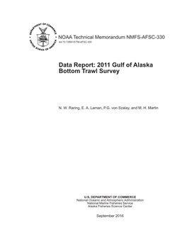 Data Report: 2011 Gulf of Alaska Bottom Trawl Survey