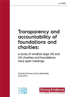 Transparency and Accountability of Foundations and Charities: a Study of Whether Large US and UK Charities and Foundations Have Open Meetings