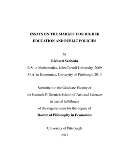 Higher Education and Public Policies