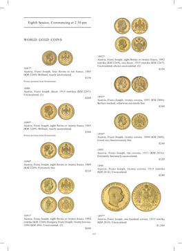 Eighth Session, Commencing at 2.30 Pm WORLD GOLD COINS