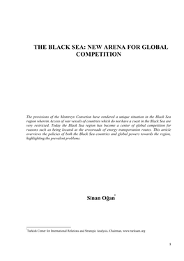 The Black Sea: New Arena for Global Competition