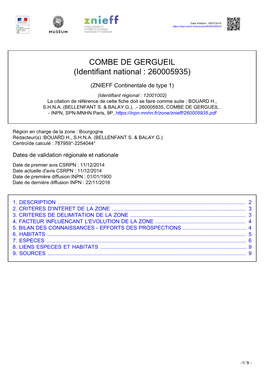 COMBE DE GERGUEIL (Identifiant National : 260005935)