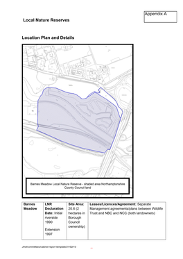 Local Nature Reserves Location Plan and Details Appendix A