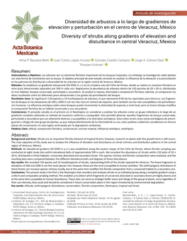 Diversidad De Arbustos a Lo Largo De Gradientes De Elevación Y
