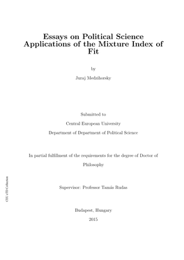 Essays on Political Science Applications of the Mixture Index of Fit