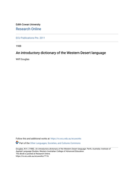 An Introductory Dictionary of the Western Desert Language
