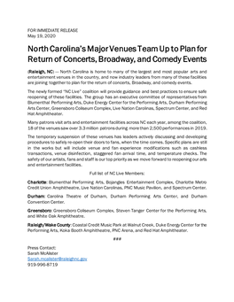 NC Major Venues Team Up