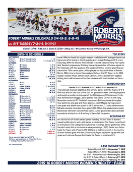 2015-16 Robert Morris Women's Hockey