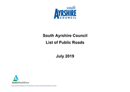 South Ayrshire Council List of Public Roads