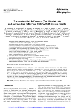 Tev J2032+4130) and Surrounding ﬁeld: Final HEGRA IACT-System Results