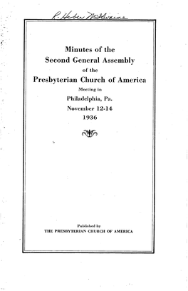 Minutes of the Second Geiieral Assembly Presbyterian Church Of' America