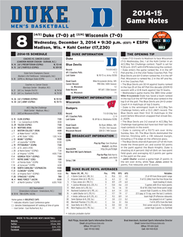 2014-15 Game Notes.Indd