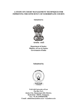 A Study on Court Management Techniques for Improving the Efficiency of Subordinate Courts