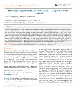 The Chemical Compositions and Antibacterial Activity of Eucalyptus Radiata Leaf Essential Oil