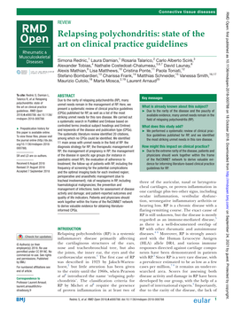 Relapsing Polychondritis: State of the Art on Clinical Practice Guidelines