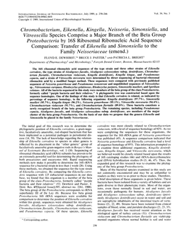 Chromobacterium, Eikenella, Kingella, Neisseria, Simonsiella