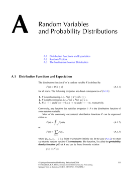 A Random Variables and Probability Distributions