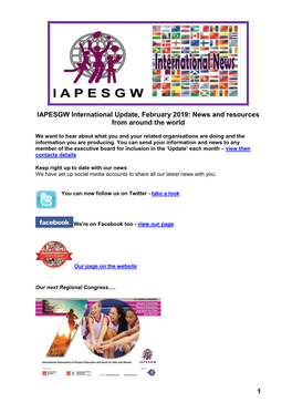 1 IAPESGW International Update, February 2019