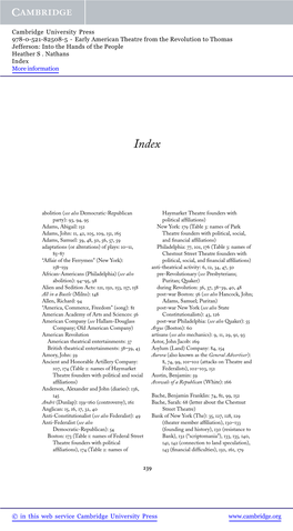 Early American Theatre from the Revolution to Thomas Jefferson: Into the Hands of the People Heather S