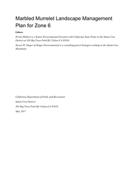 Marbled Murrelet Landscape Management Plan for Zone 6
