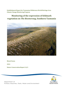 Monitoring of the Expression of Feldmark Vegetation on the Boomerang, Southern Tasmania