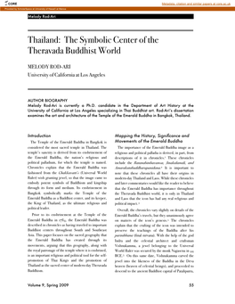 Thailand: the Symbolic Center of the Theravada Buddhist World