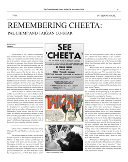 Remembering Cheeta: Pal Chimp and Tarzan Co-Star