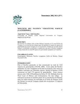Moluscos Del Pacifico Veragüense, Parte Ii (Gasteropoda)
