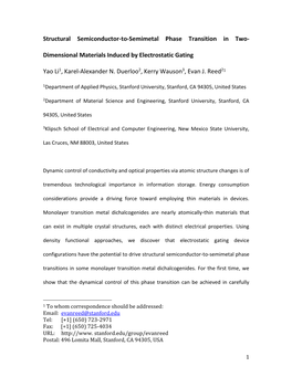 Dimensional Materials Induced by Electrostatic Gating Yao Li1, Ka