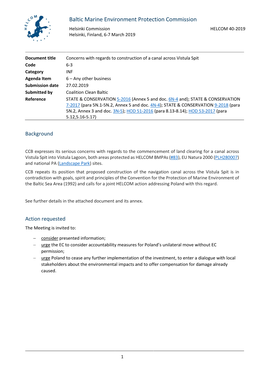 6-3 Concerns with Regards to Construction of a Canal Across Vistula Spit